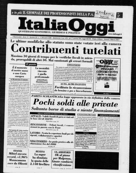 Italia oggi : quotidiano di economia finanza e politica